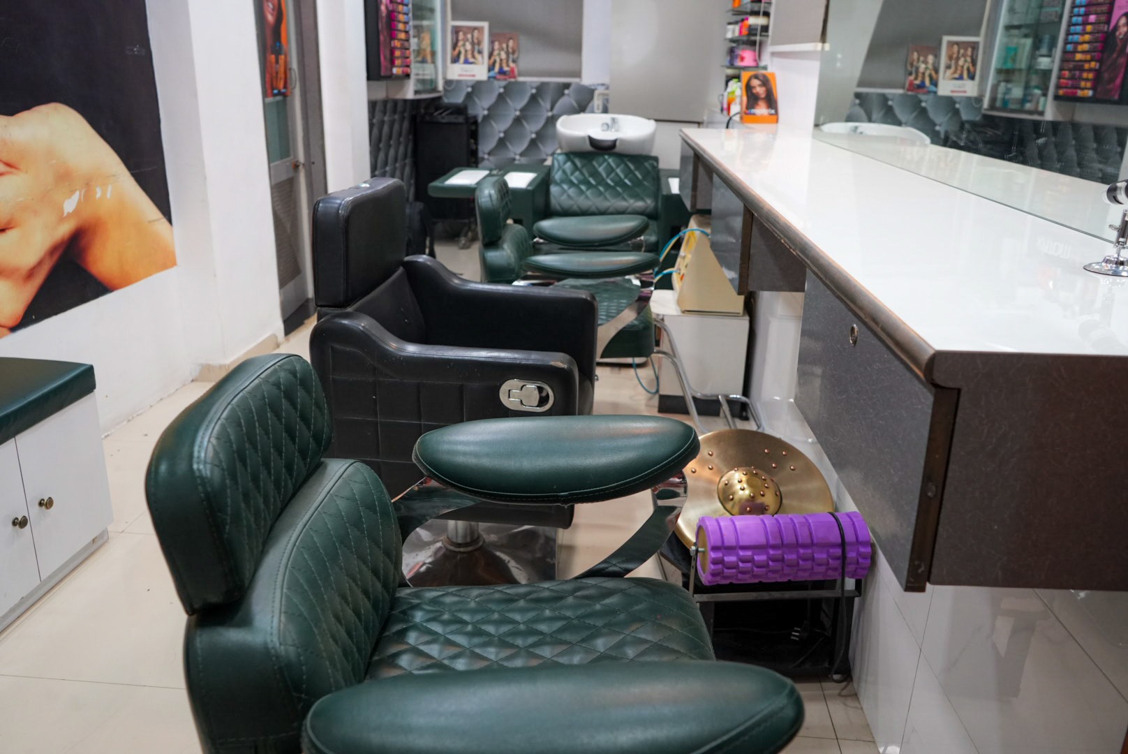 Premium styling chairs at the salon
